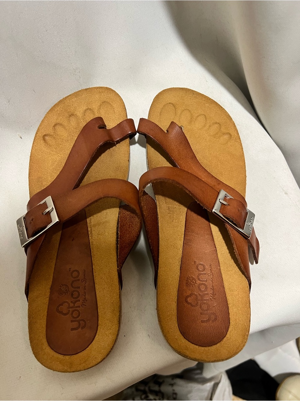 Yokono Spain Brown Leather Toe Ring Sandals Buckle Comfort Sandals Size 6 - Picture 5 of 9